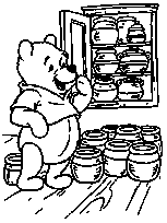 coloriage winnie et sa reserve de miel